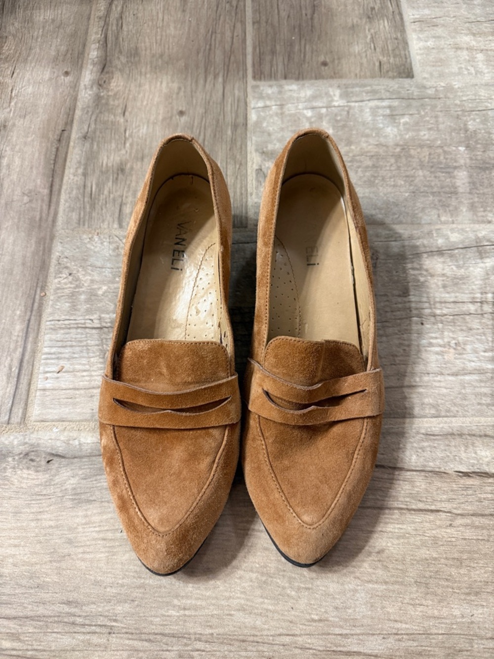 Vaneli tan suede slip on loafers womens shoe size 8.5N